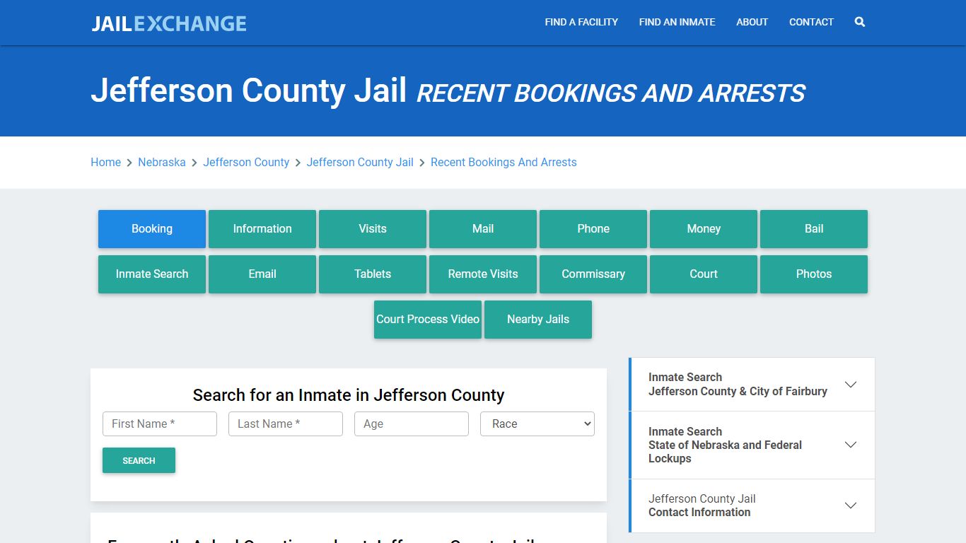 Jefferson County Jail NE Recent Arrests and Bookings