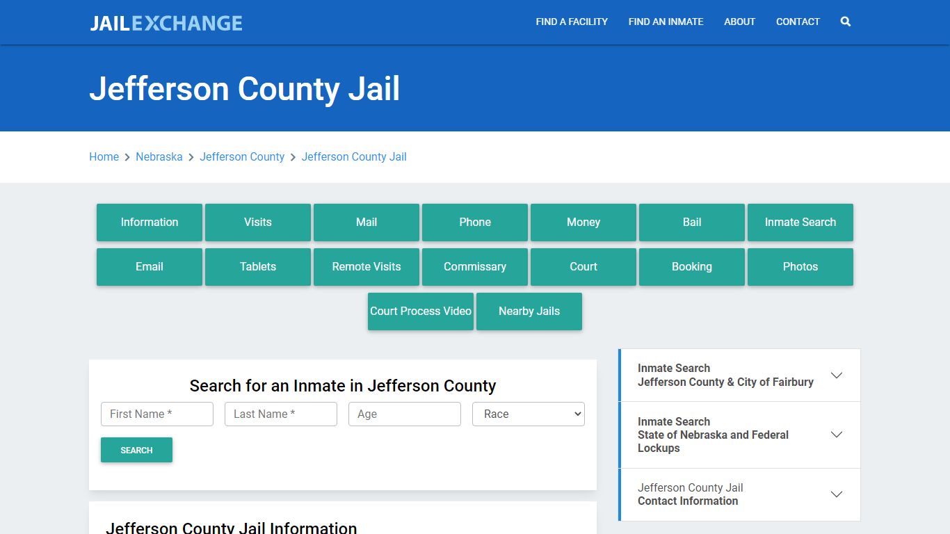 Jefferson County Jail Roster Lookup, NE, Inmate Search